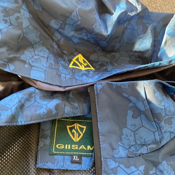 GIISAM Mens Windproof Jacket Waterproof Lightweight Mountain Jacket Camo Blue XL - Picture 3 of 7
